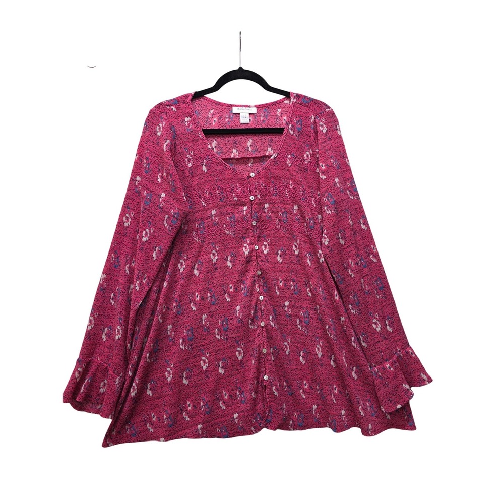 Motherhood Maternity Pink Floral Button-Front Blouse